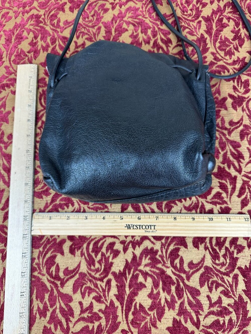 Vtg 80s Carlos Falchi The Buffalo Black Leather Butterfly Small Crossbody Bag - Picture 3 of 8